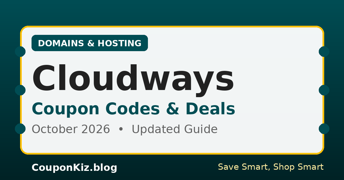 Cloudways Coupon Codes & Deals – October 2026: Offers, Tips & How to Apply